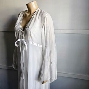 Madison Studio Lace Trimmed Satin Nightgown Slip Dress Maxi Robe Set Size XL